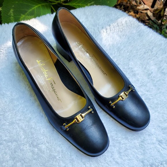 Salvatore Ferragamo Shoes - Ferragamo Navy Blue Heels/Pumps - Size 5 B
